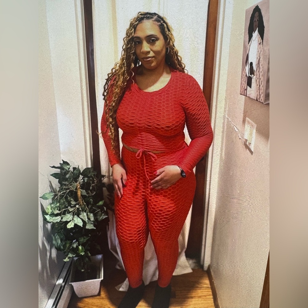 Red sweat suit